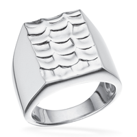 Scrouples rustik ring i rhodineret sølv med bred signet-inspireret front