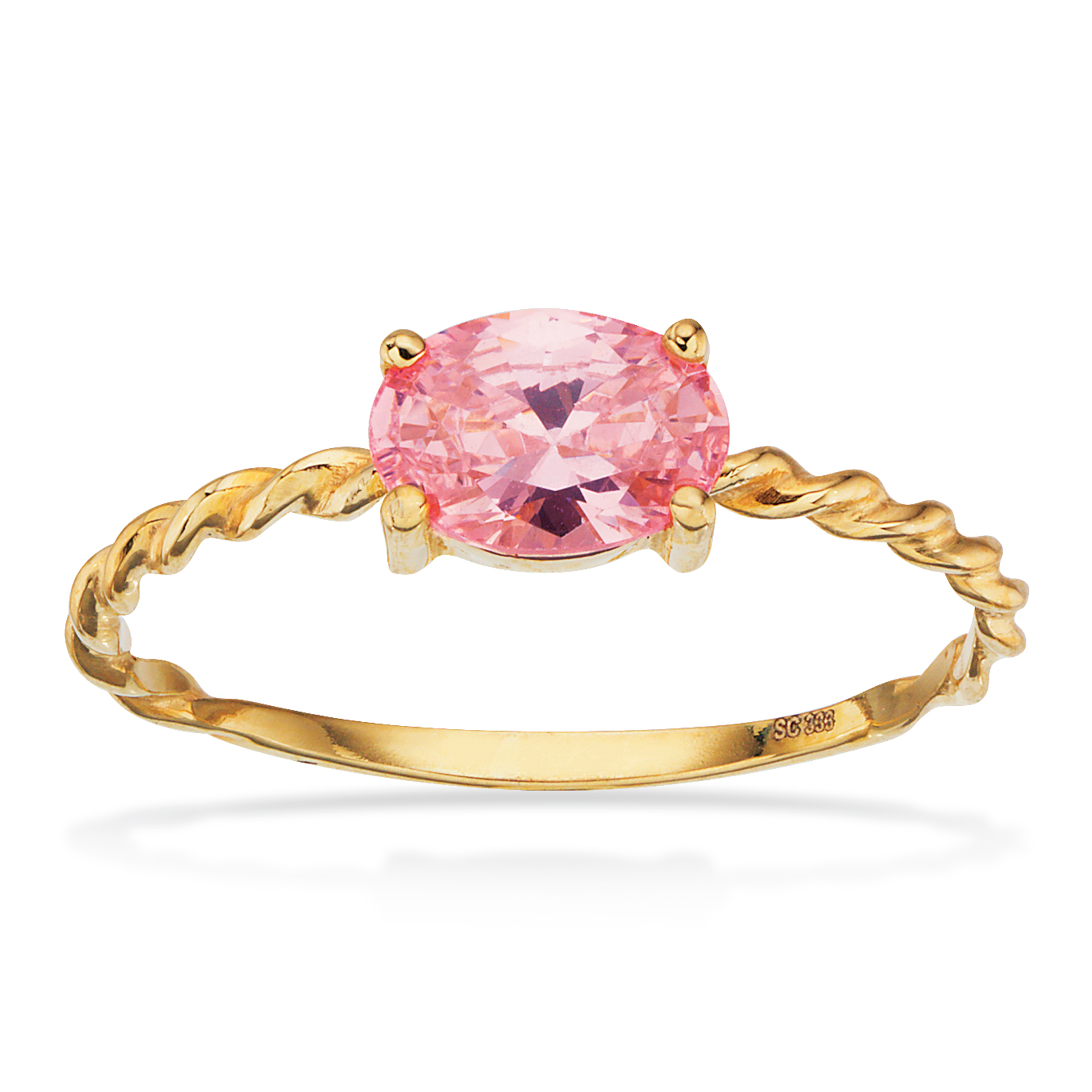 Scrouples snoet ring med rosa zirkonia i 8 karat guld