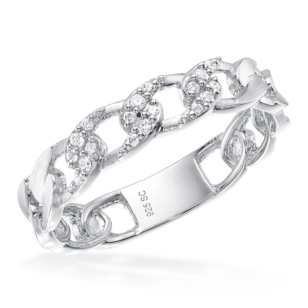 Scrouples SoHo panzer ring i sølv med zirkonia
