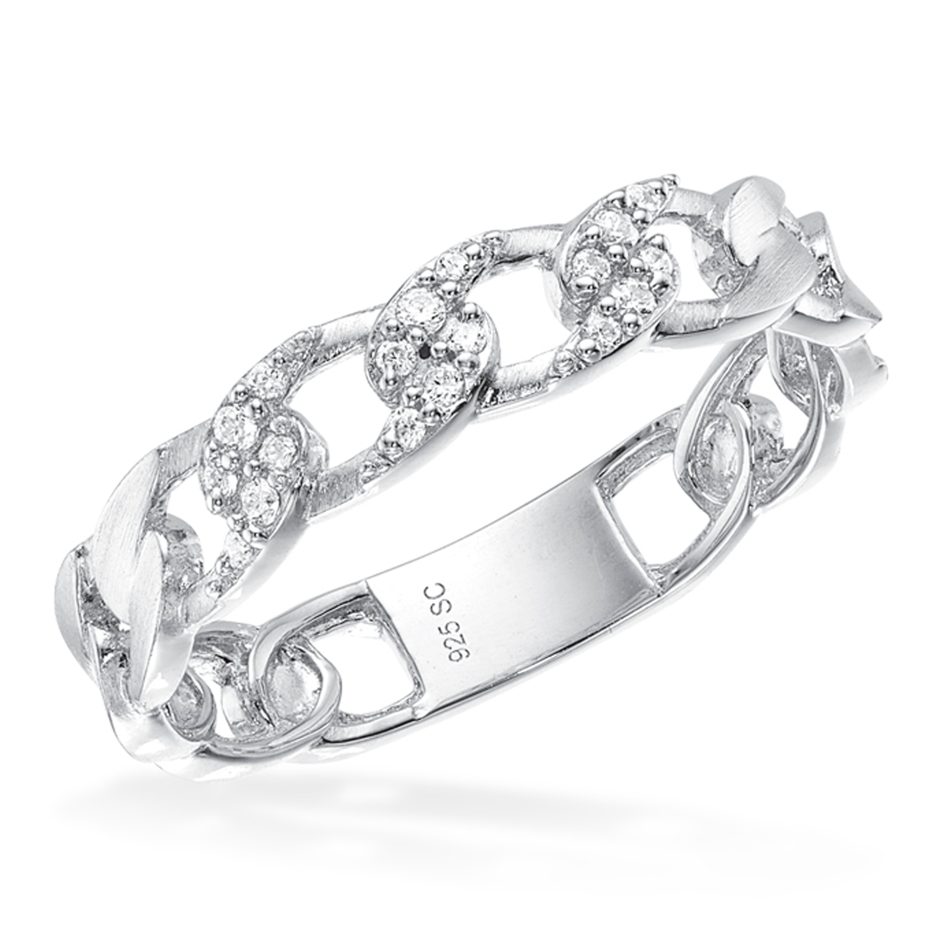 Scrouples SoHo panzer ring i sølv med zirkonia
