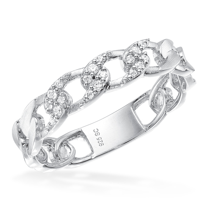 Scrouples SoHo panzer ring i sølv med zirkonia