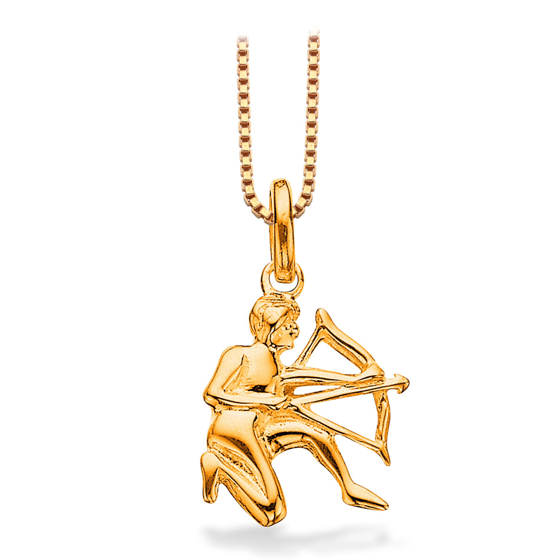 Scrouples stjernetegn Skytte vedhæng i 8 karat guld med detaljeret skyttefigur.