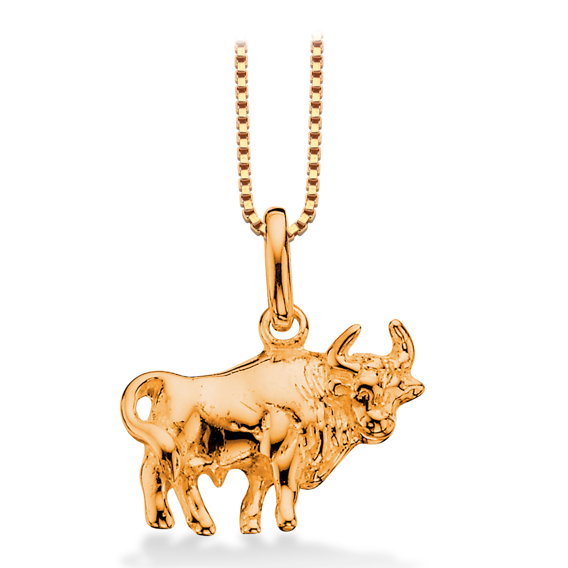 Scrouples stjernetegn Tyr vedhæng i 8 karat guld med detaljeret tyrmotiv.