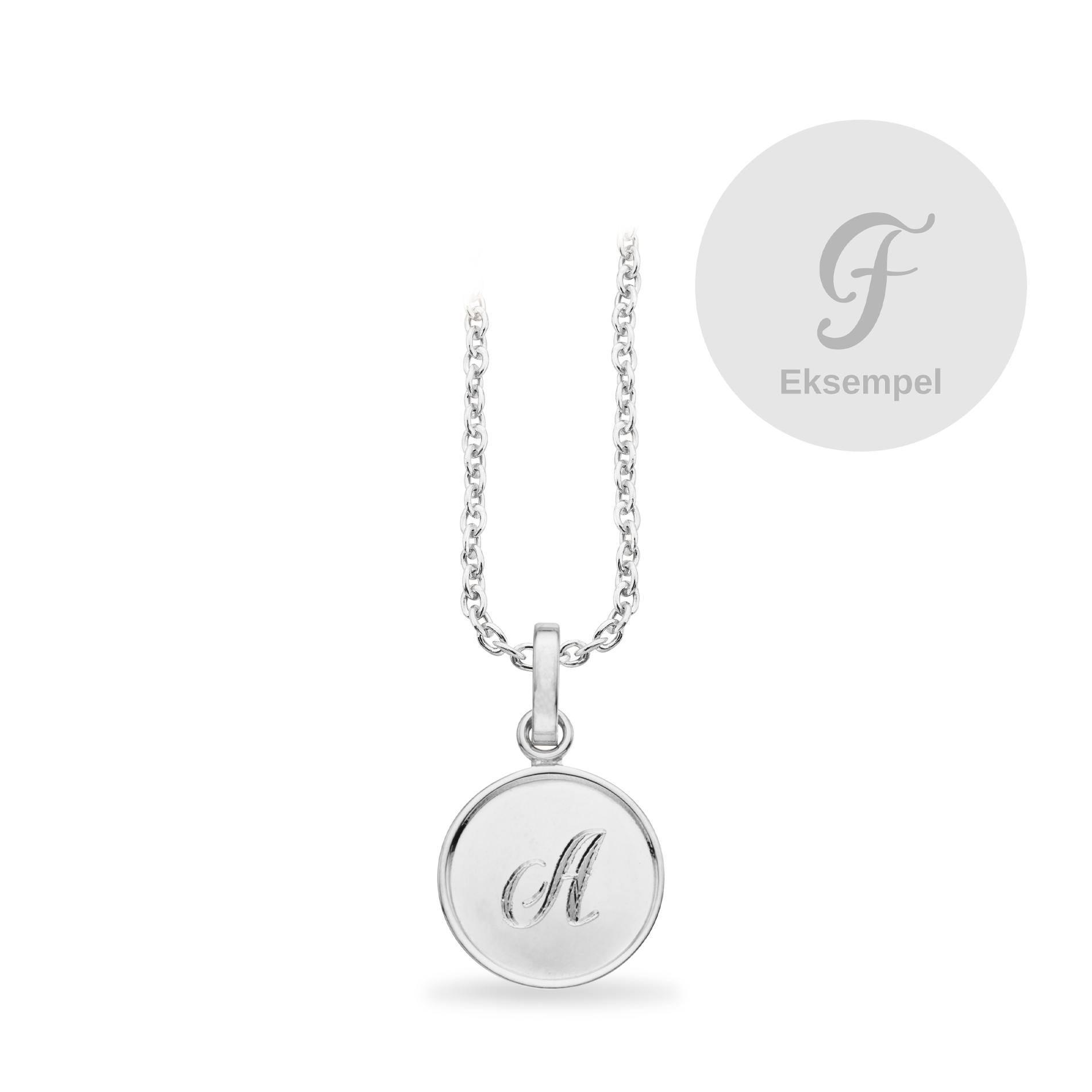 Scrouples #TagMe Romantic vedhæng F 10 mm i 925 sterlingsølv med blank rund plade og sølvkæde