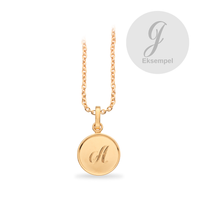Scrouples #TagMe Romantic vedhæng J 10 mm i forgyldt 925 sterlingsølv med blank rund plade og forgyldt sølvkæde