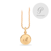 Scrouples #TagMe Romantic vedhæng P 10 mm i forgyldt 925 sterlingsølv med blank rund plade og forgyldt sølvkæde