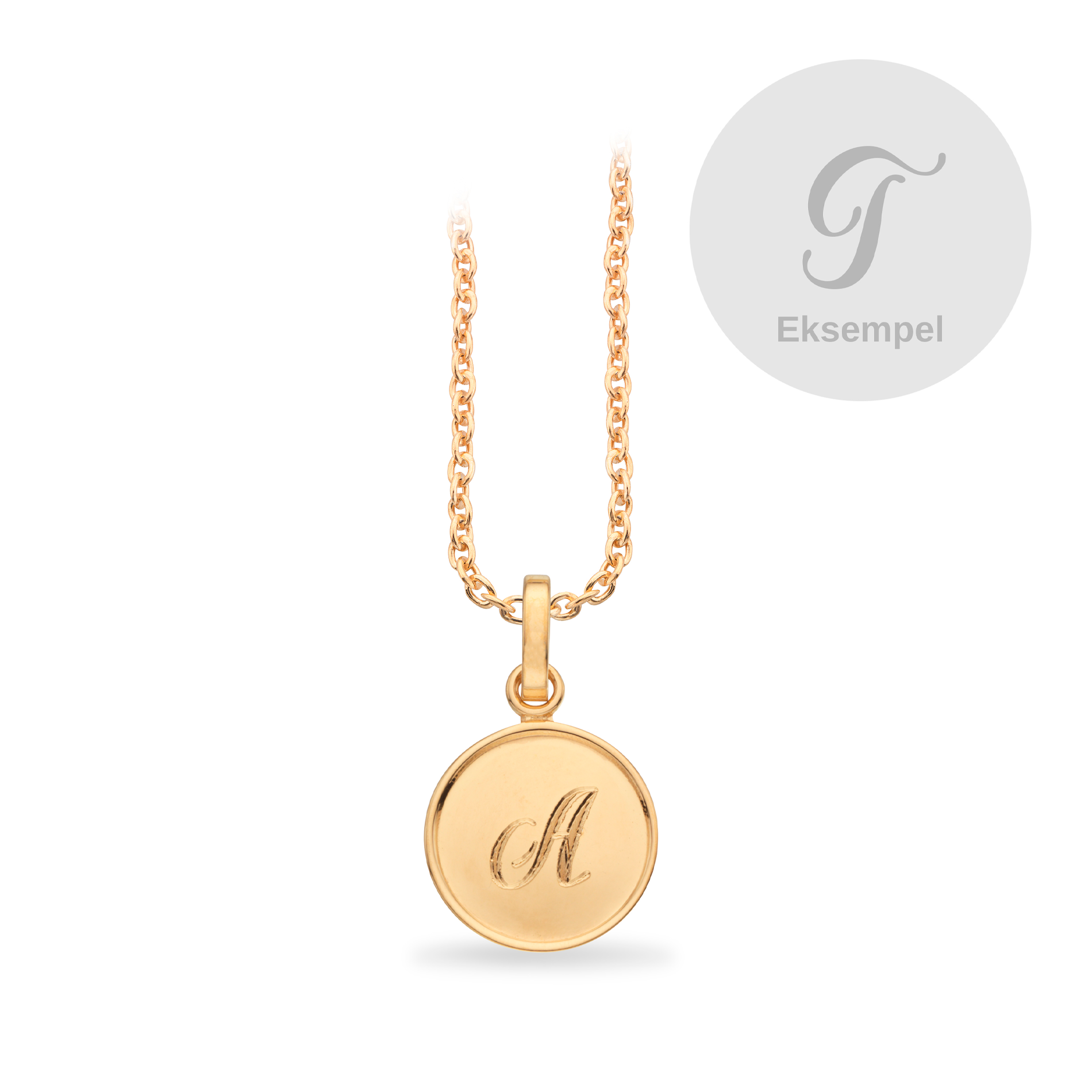 Scrouples #TagMe Romantic vedhæng T 10 mm rund blank i forgyldt sølv