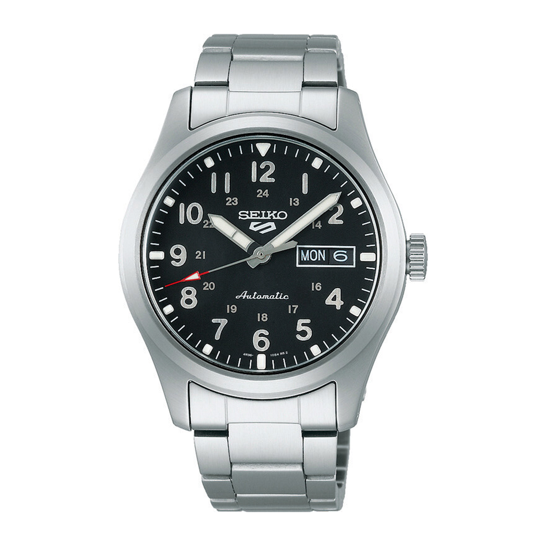 Seiko 5 Sports Automatic SRPG27K1 herreur med sort urskive, arabertal og stållænke