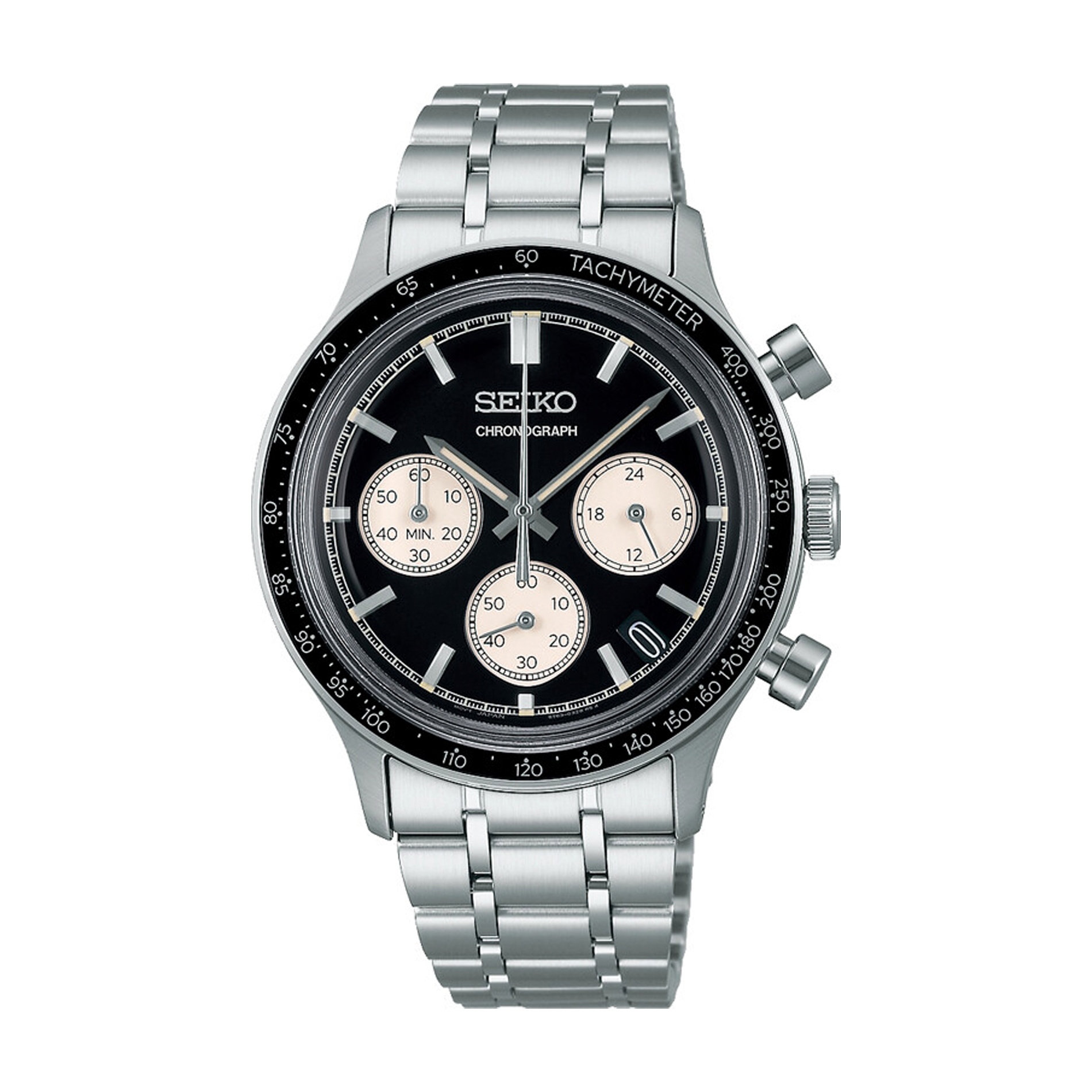 Seiko Chronograph herreur SSB479P1 i stål med sort urskive, kronograf og tachymeter