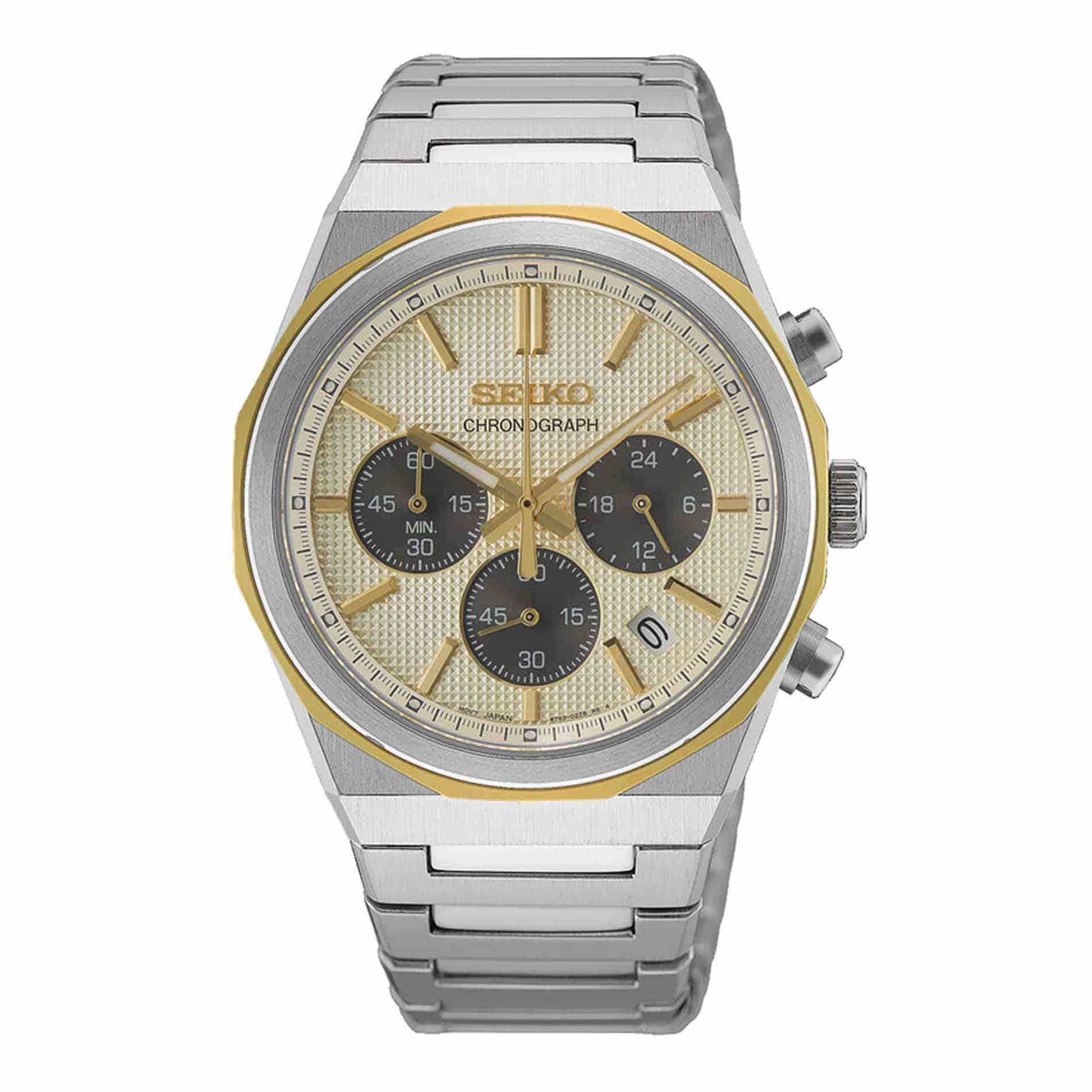 Seiko Conceptual Essential Time HGK001P1 herreur med champagnefarvet urskive og stållænke