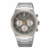 Seiko Conceptual Essential Time HGK002P1 herreur med grå urskive, rosaguld detaljer og stållænke