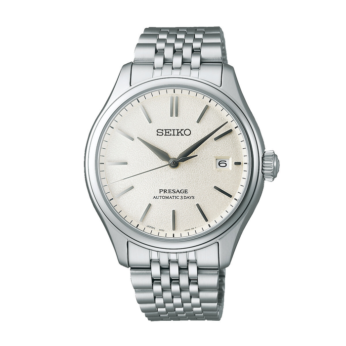 Seiko Presage Automatic Classic SPB463J1 med champagnefarvet tekstureret urskive og stållænke