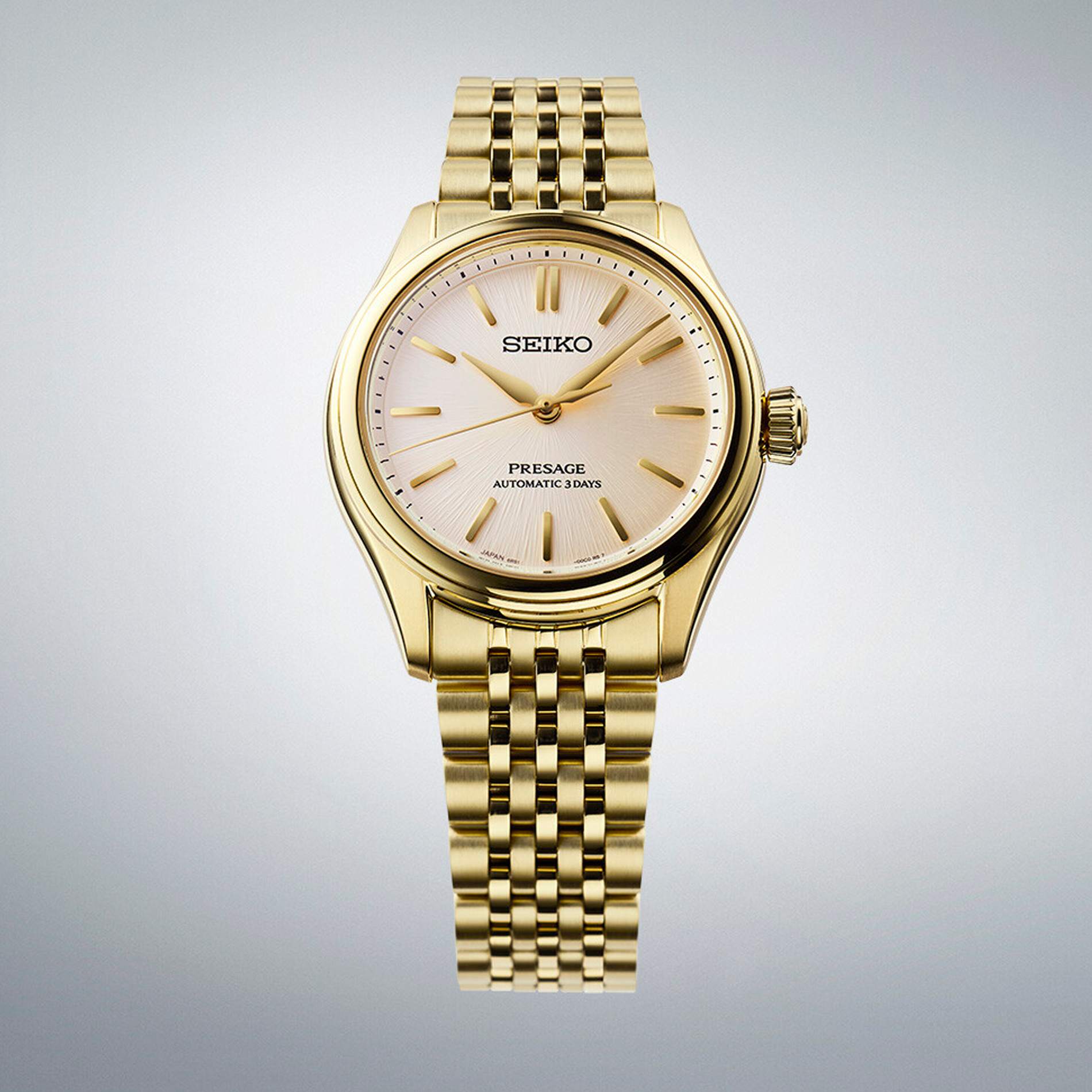Seiko Presage Automatic Classic SPB524J1 med champagnefarvet skive og guldfarvet stållænke
