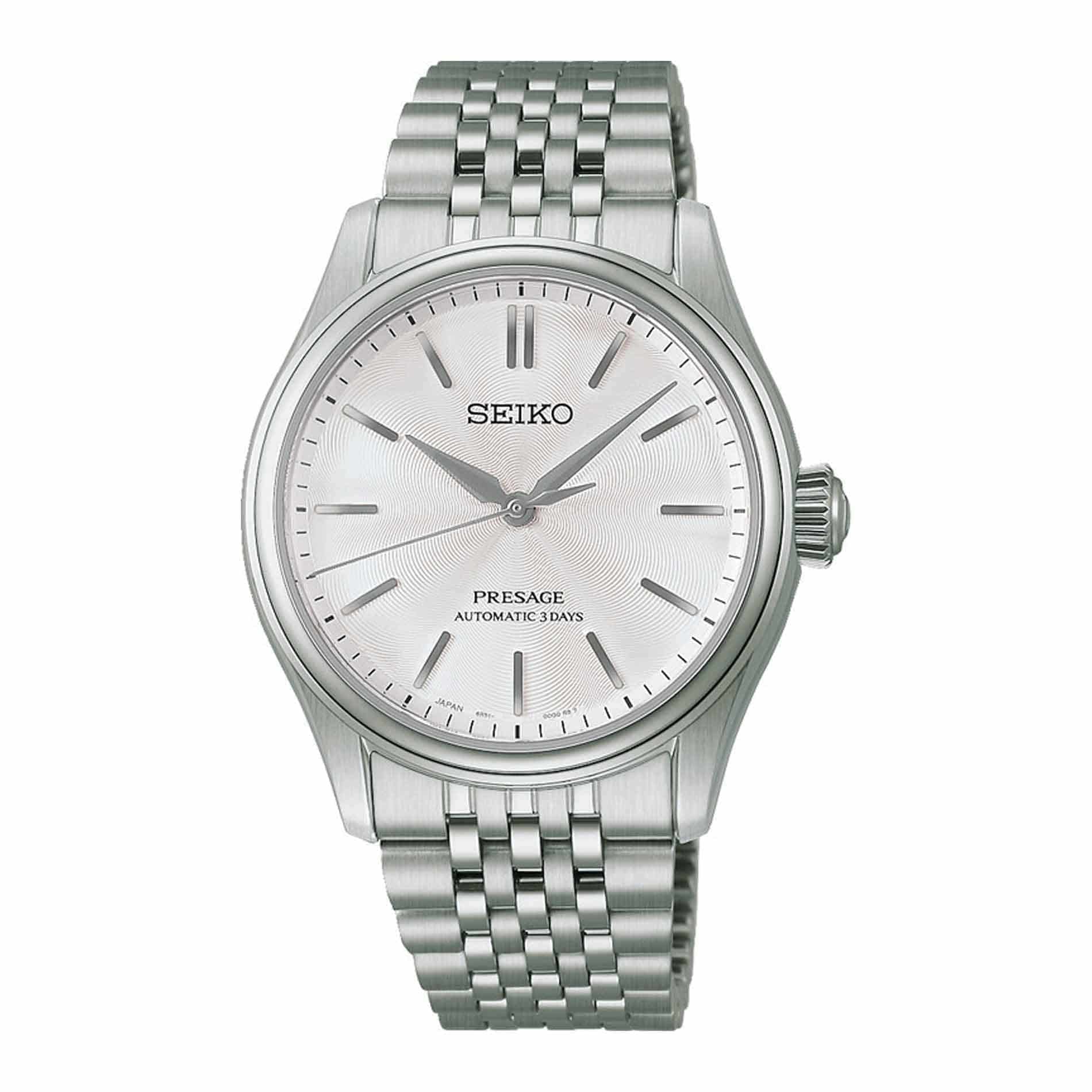 Seiko Presage Classic HCC001J1 med lys struktureret urskive og staallaenke