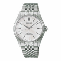 Seiko Presage Classic HCC001J1 med lys struktureret urskive og staallaenke