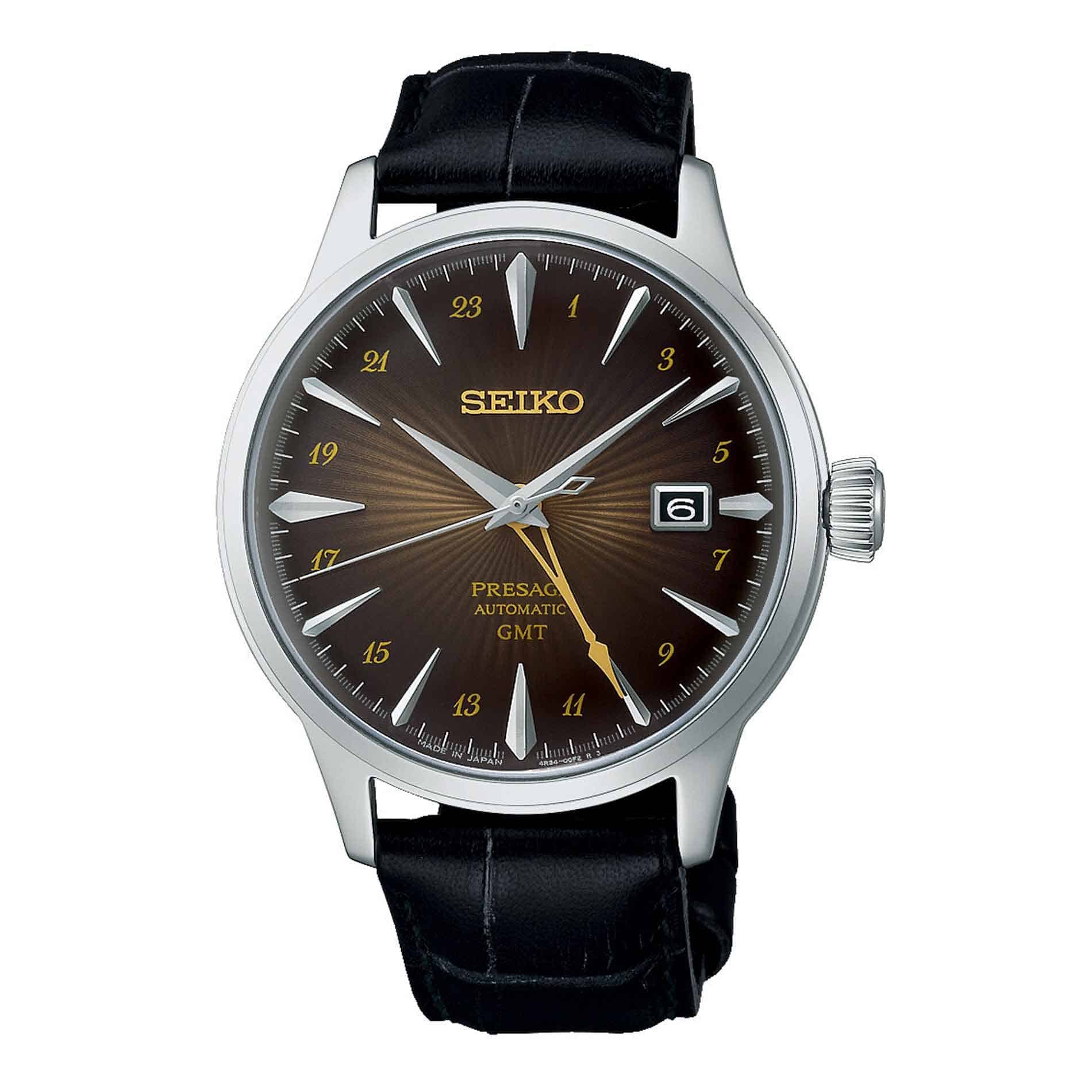 Seiko Presage Cocktail Time SSK039J1 herreur 40,5 mm med brun urskive og sort læderrem