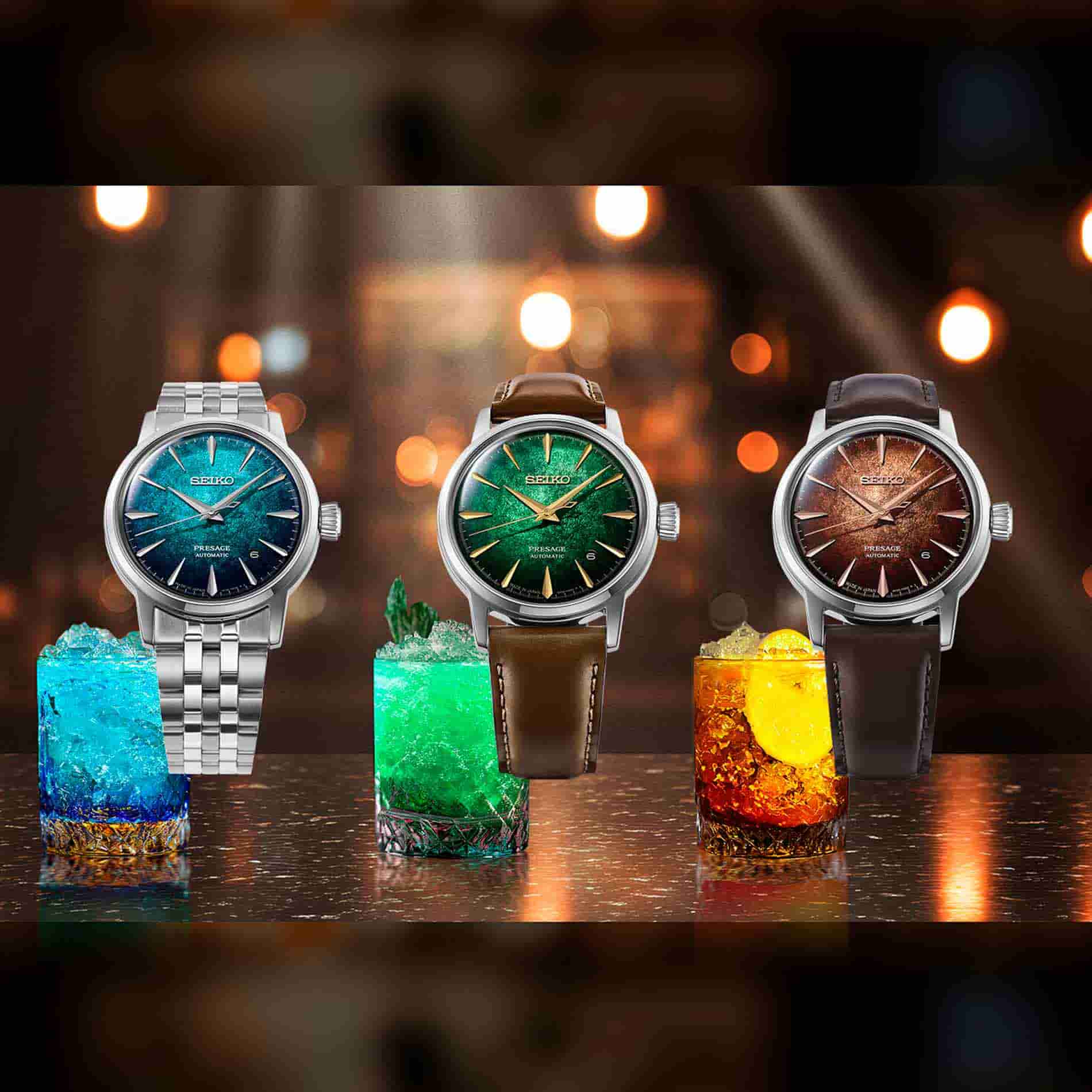 Seiko Presage HCB002J1 med groen urskive og brun laederrem
