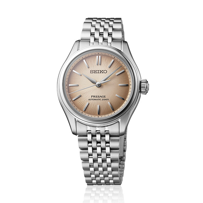 Seiko Presage SPB523J1 med champagnefarvet urskive og stållænke