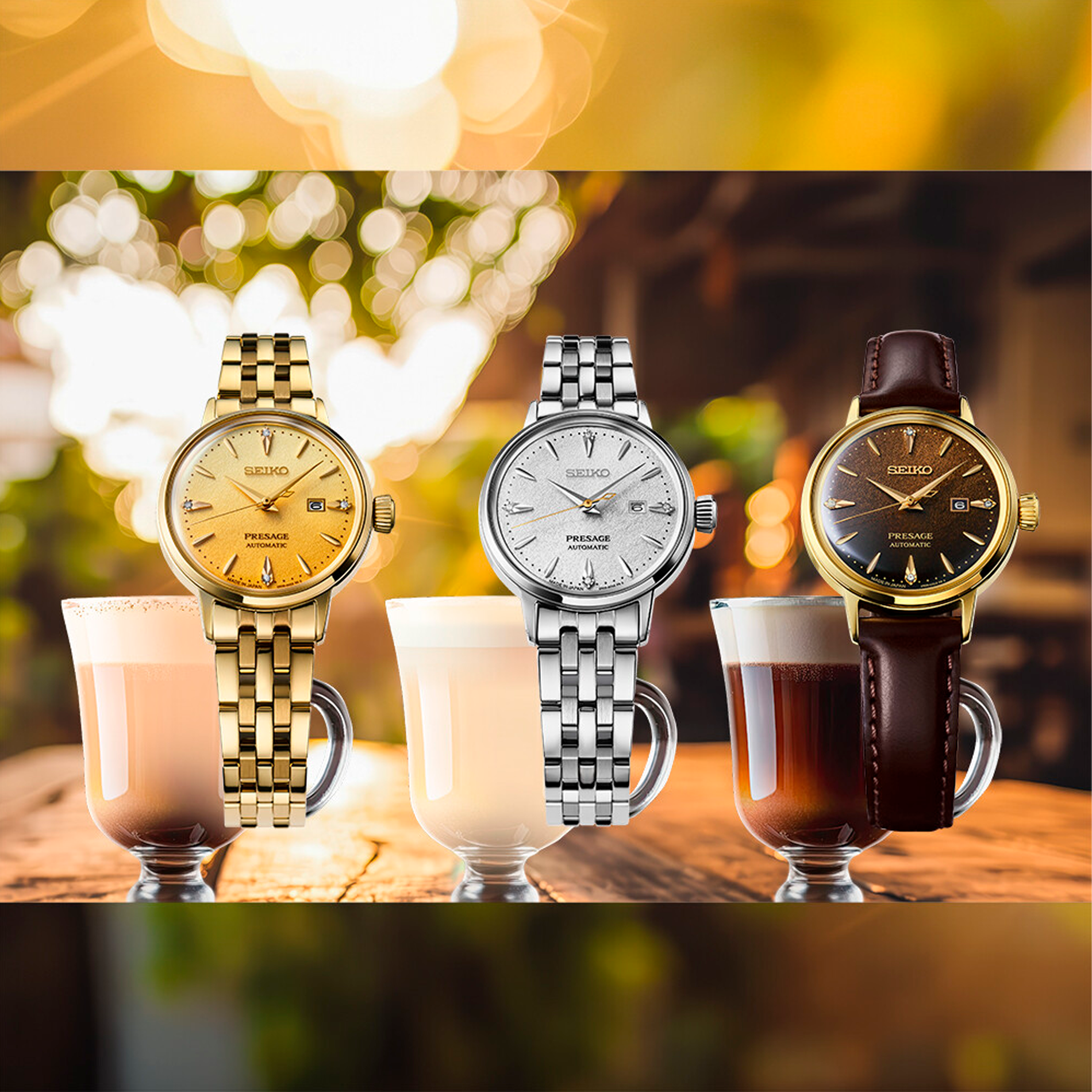 Seiko Presage Cocktail Time SRE020J1 med brun urskive og læderrem