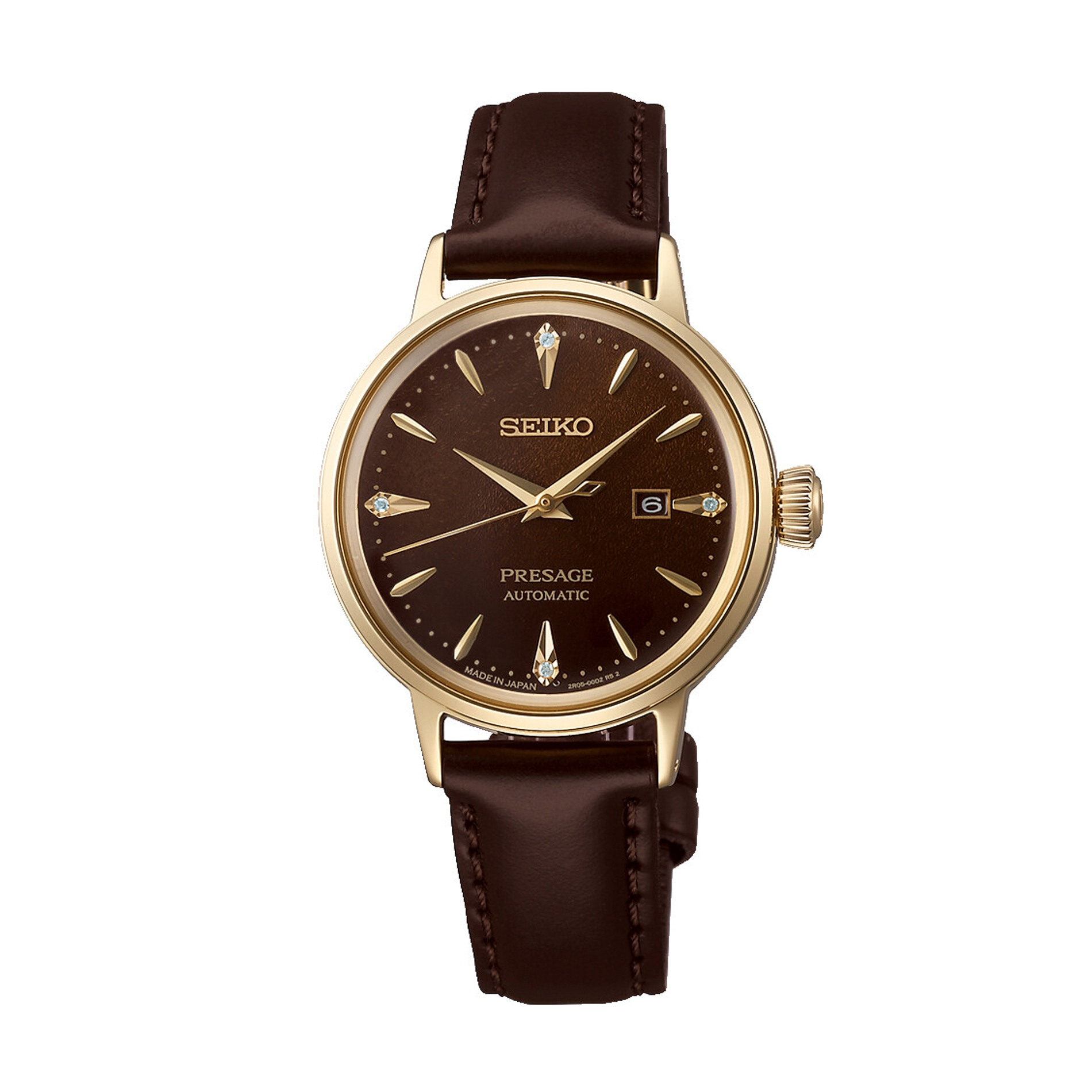 Seiko Presage Cocktail Time SRE020J1 med brun urskive og læderrem