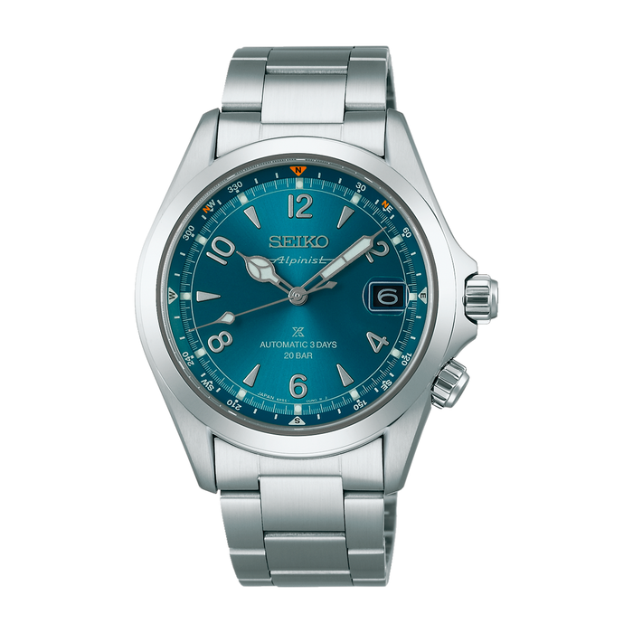 Seiko Prospex Automatic Alpinist SPB503J1 med turkisblå urskive og stållænke