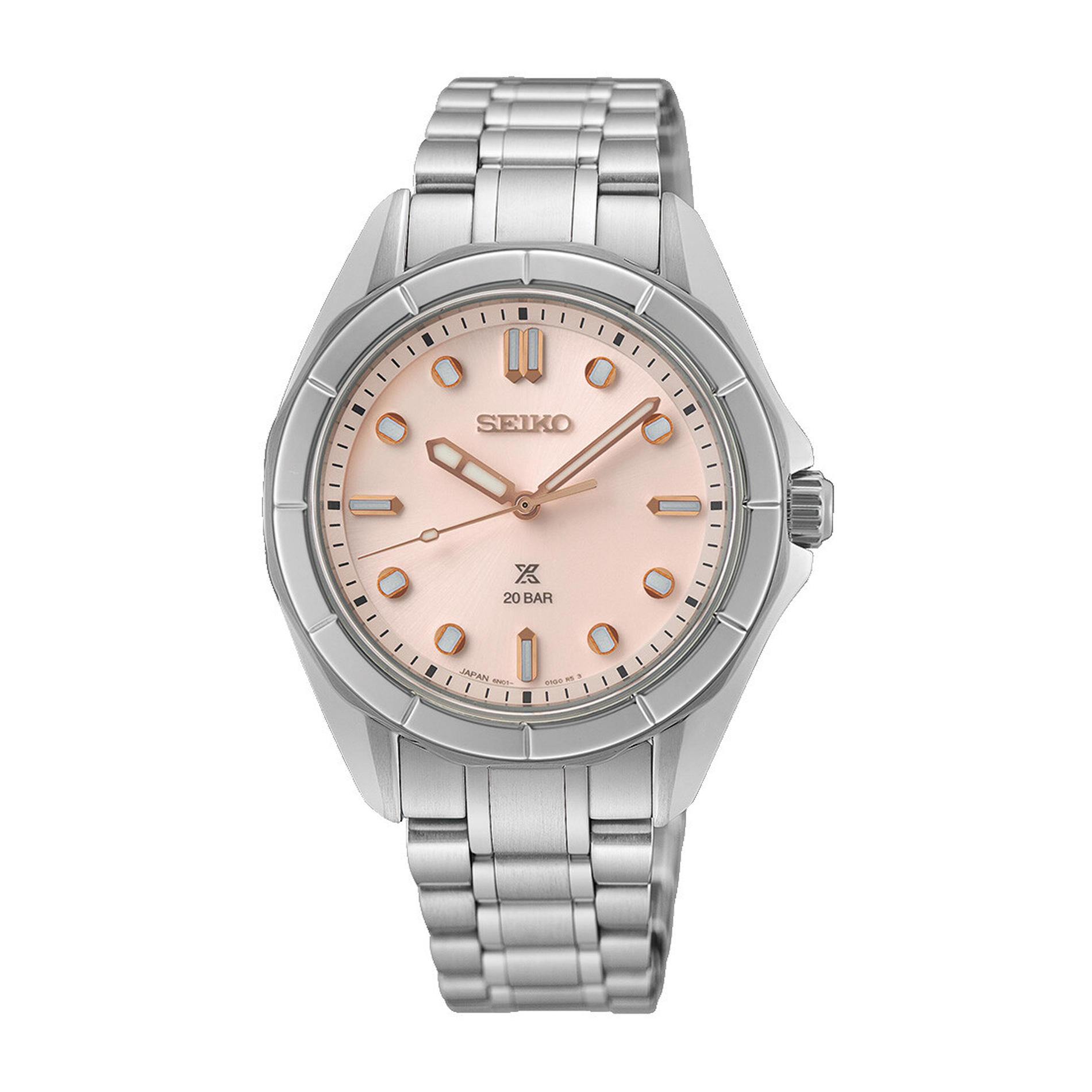 Seiko Prospex Sea SUR597J1 dameur med rosa urskive og stållænke