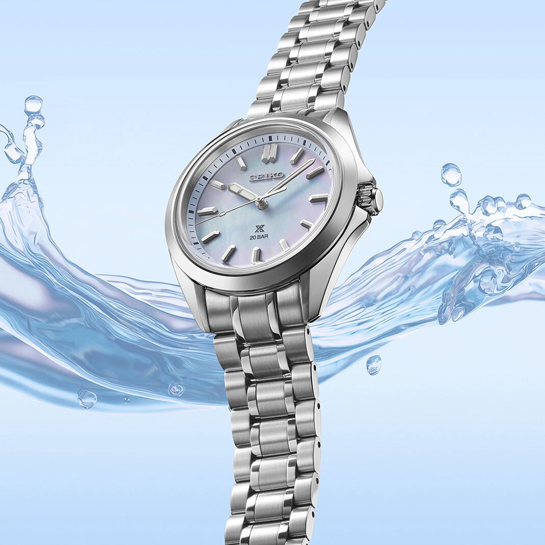 Seiko Prospex Sea SUR607J1 dameur med perlemorsskive og stållænke