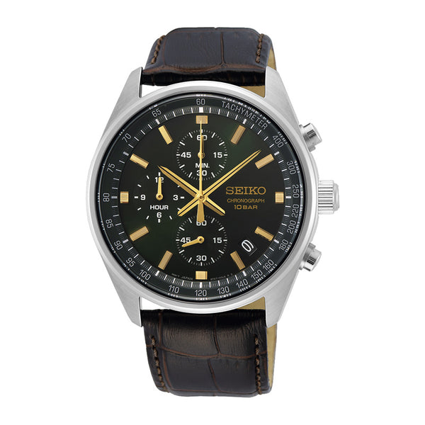 Seiko Chronograph med brun læderrem
