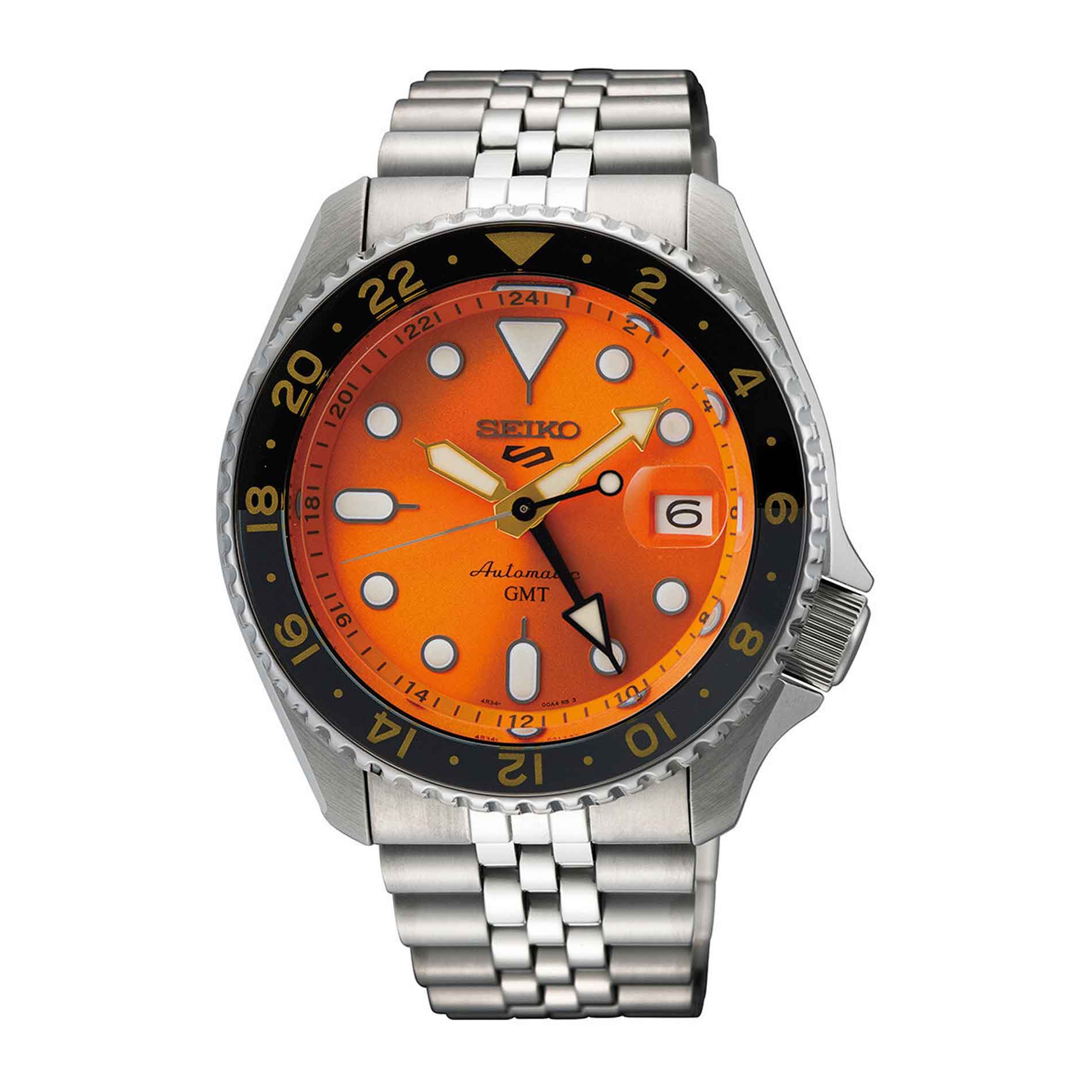 Stål ur fra Seiko med orange skive