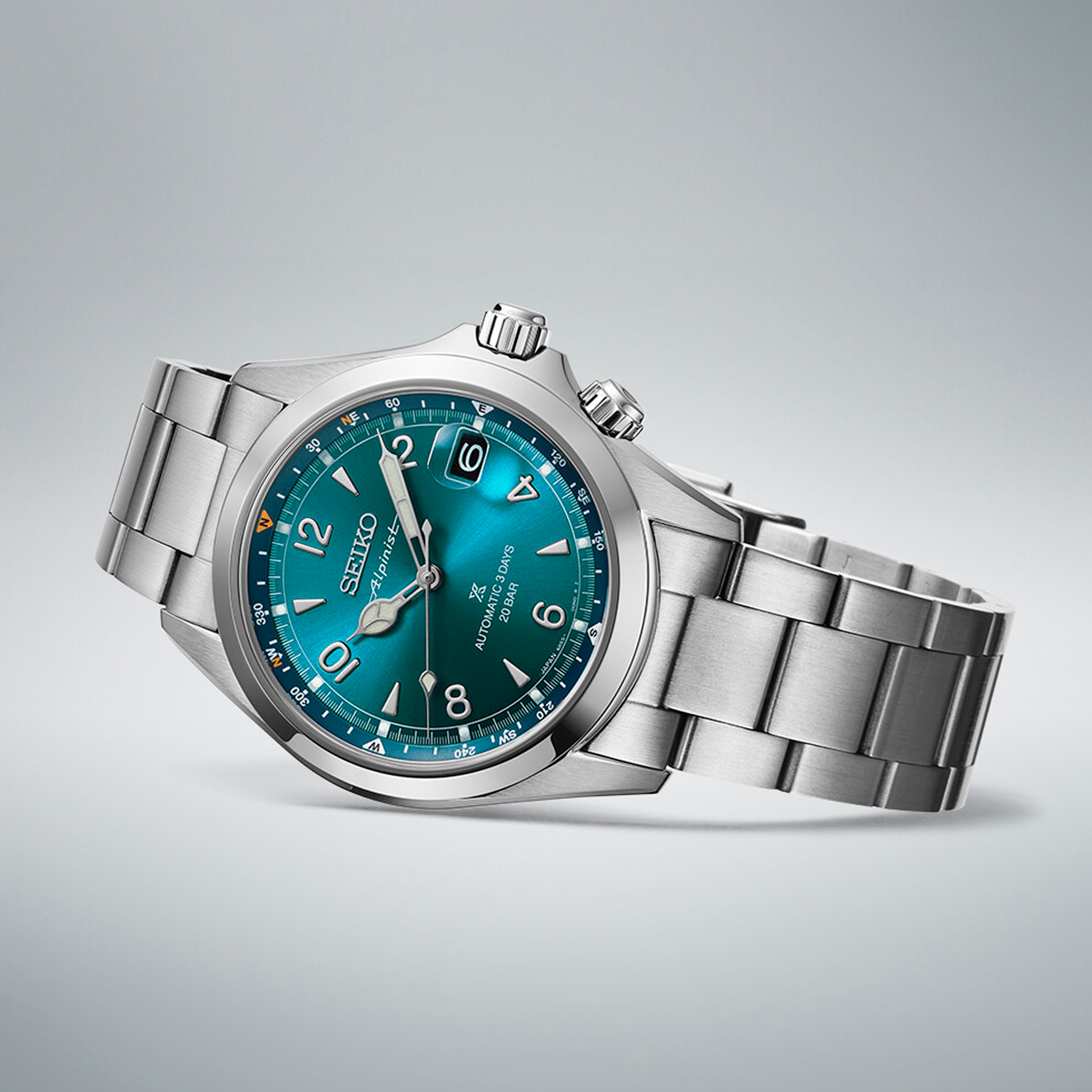 Seiko Prospex Automatic Alpinist SPB503J1 med turkisblå urskive og stållænke