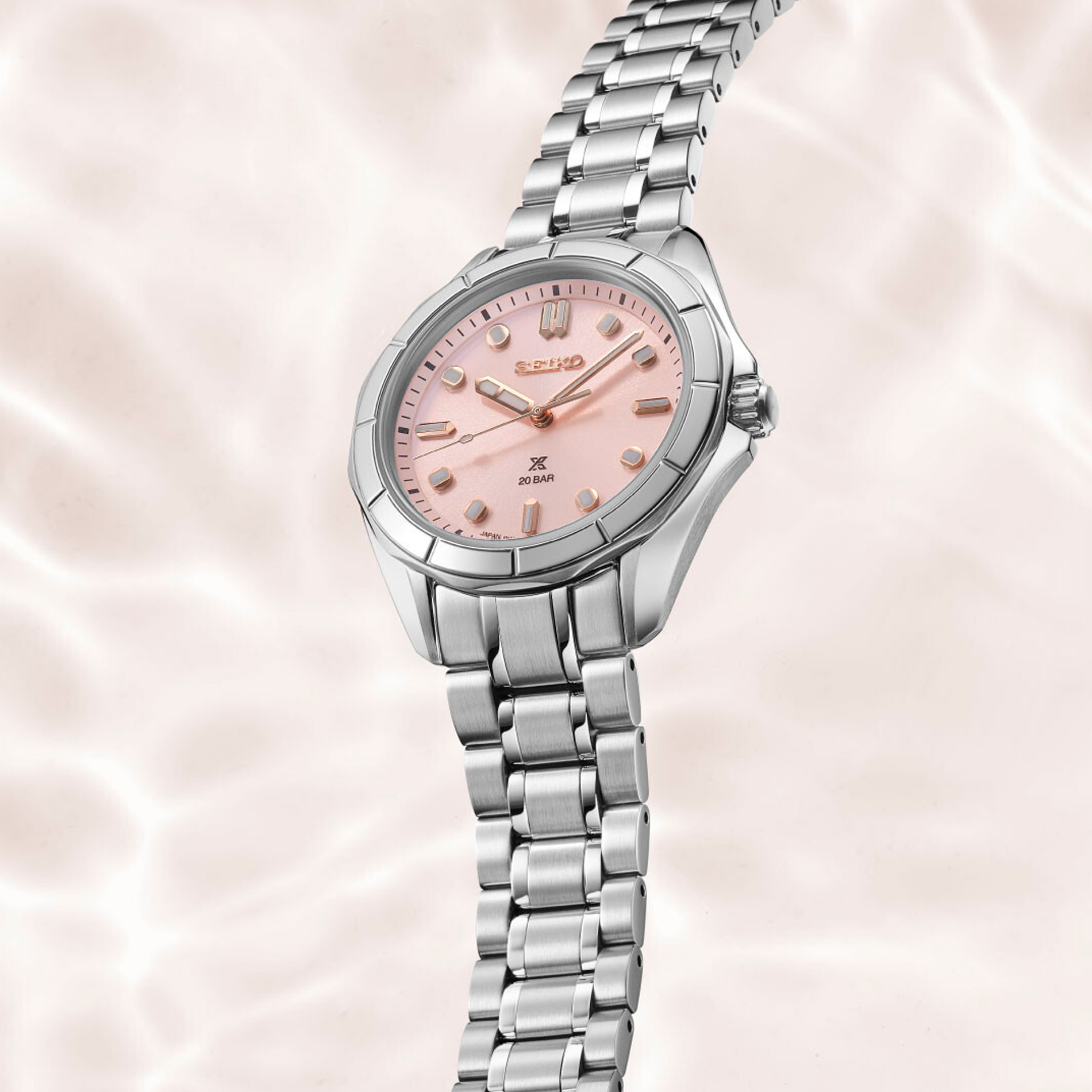 Seiko Prospex Sea SUR597J1 dameur med rosa urskive og stållænke