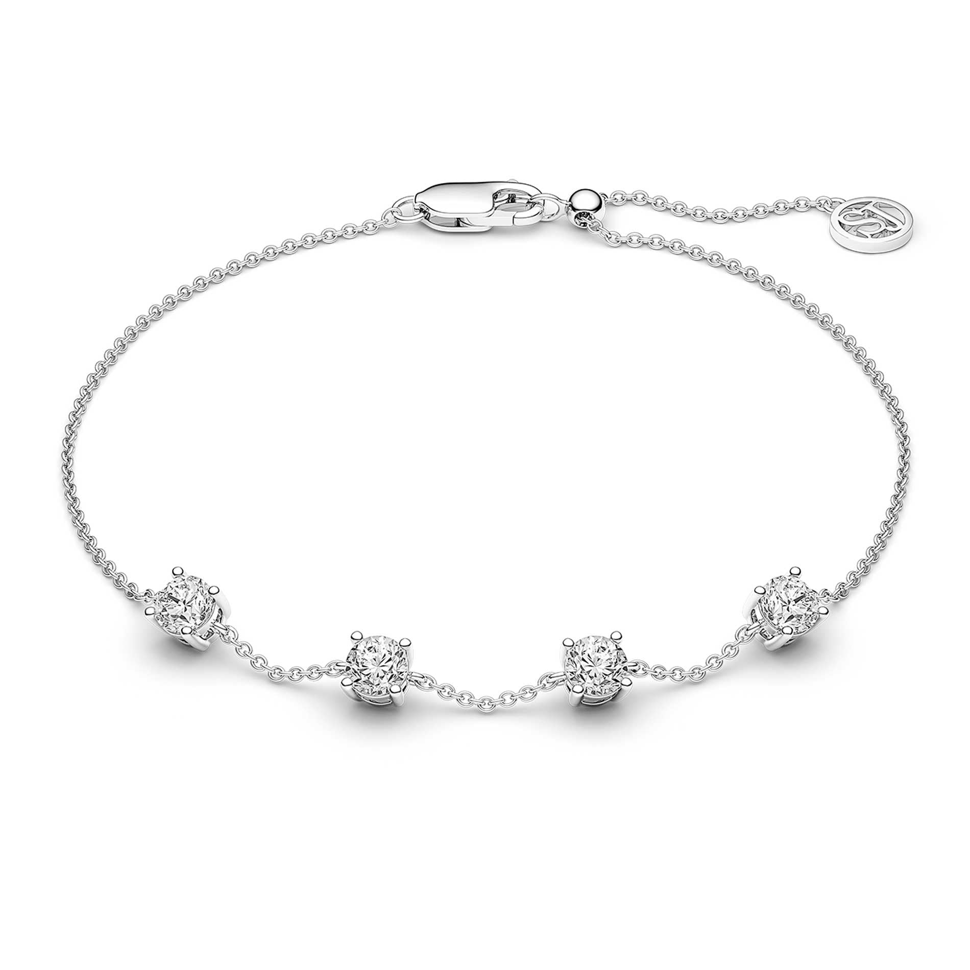 Sif Jakobs Princess Quattro armbånd i rhodineret 925 sterling sølv med fire hvide zirkonia