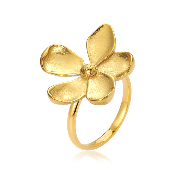 Sistie 2nd Blumie ring i 18 kt. guldbelagt rustfrit stål med blomsterdesign.