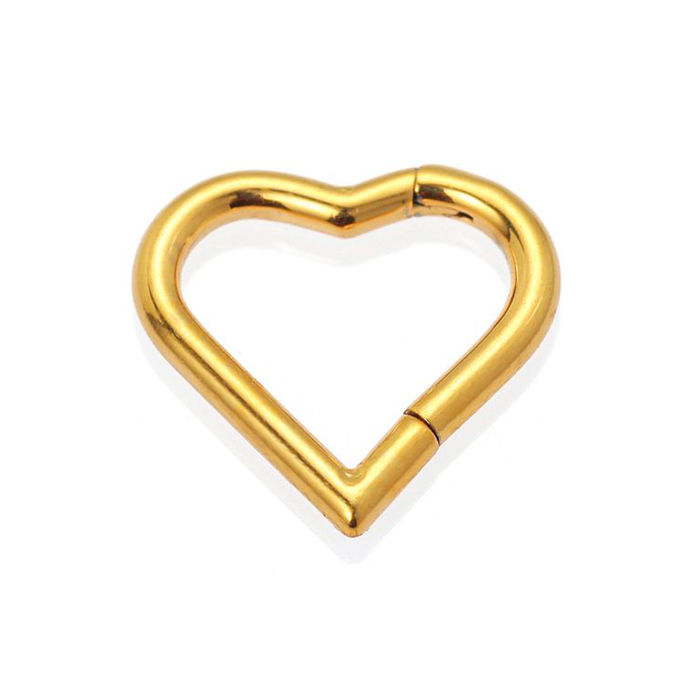 Sistie 2nd Heart Helix ørering i forgyldt titanium med åbent hjertedesign.