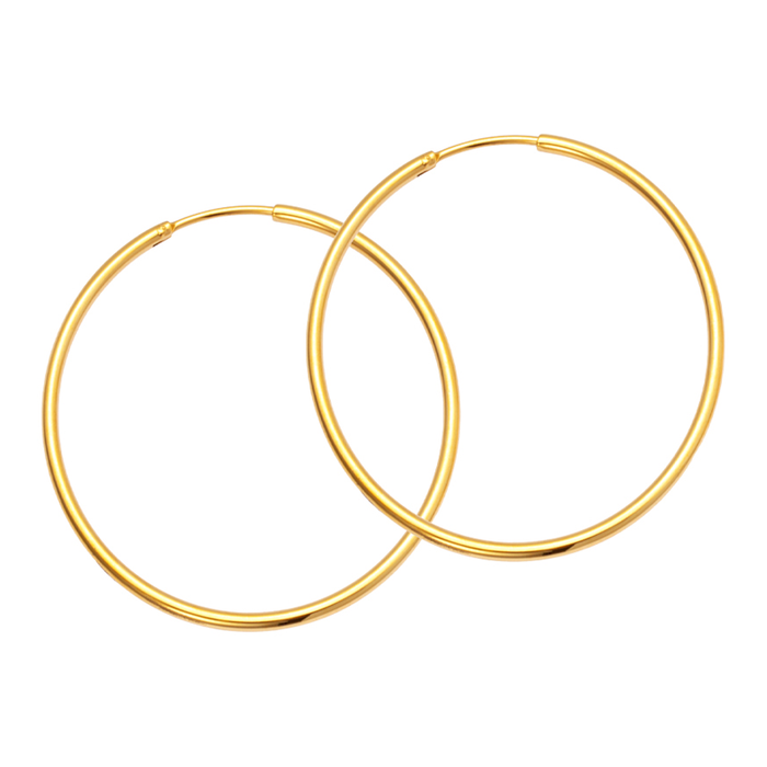Sistie 2nd Hoop Basic creoler i forgyldt stål med klassisk rundt design på 45 mm.