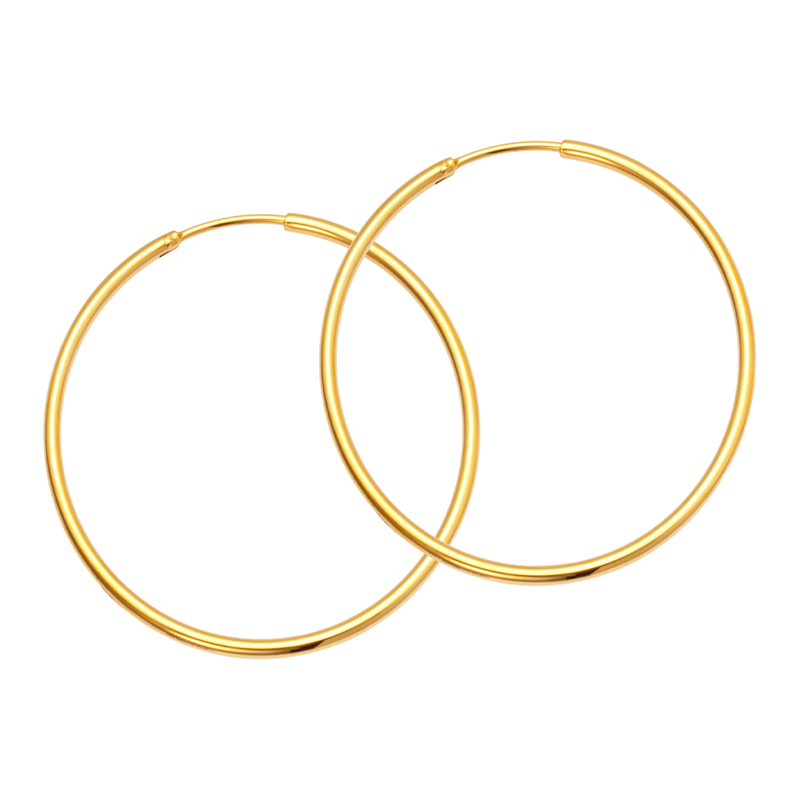 Sistie 2nd Hoop Basic creoler i forgyldt stål med klassisk rundt design på 45 mm.