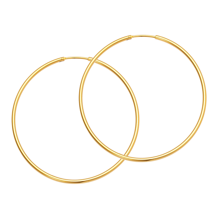 Sistie 2nd Hoop Basic creoler i forgyldt stål med klassisk rundt design på 60 mm.