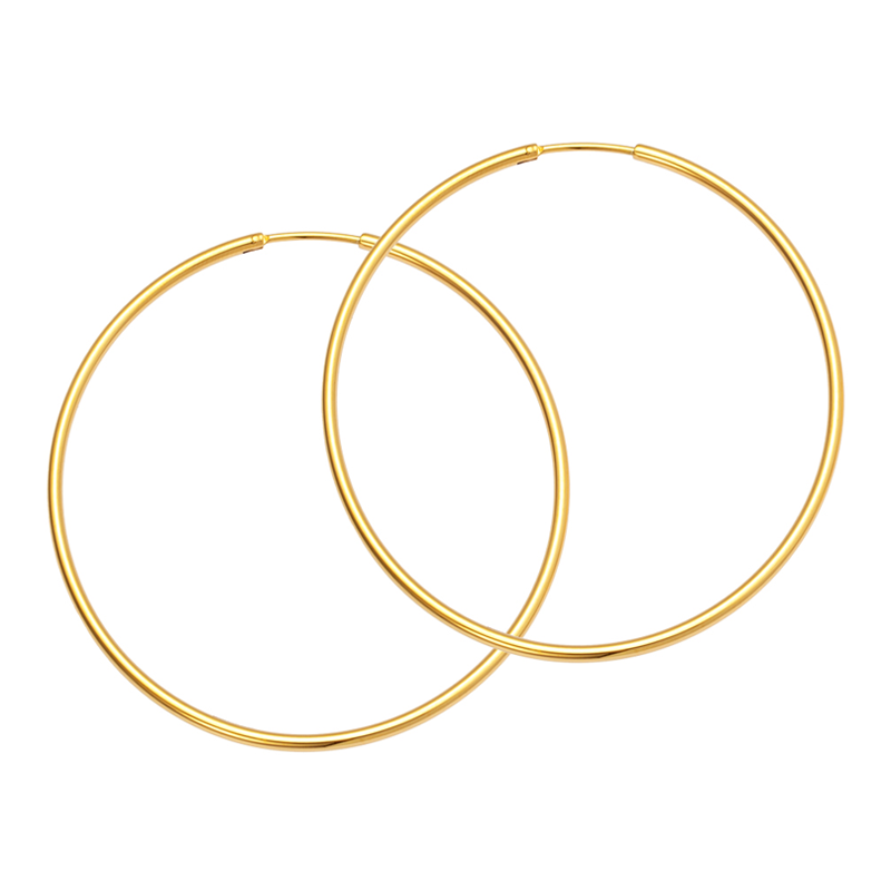 Sistie 2nd Hoop Basic creoler i forgyldt stål med klassisk rundt design på 60 mm.