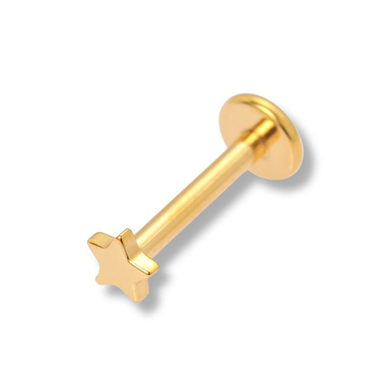 Sidevisning af Sistie 2nd Little Star Helix ørering i forgyldt titanium med flatback-lukning.
