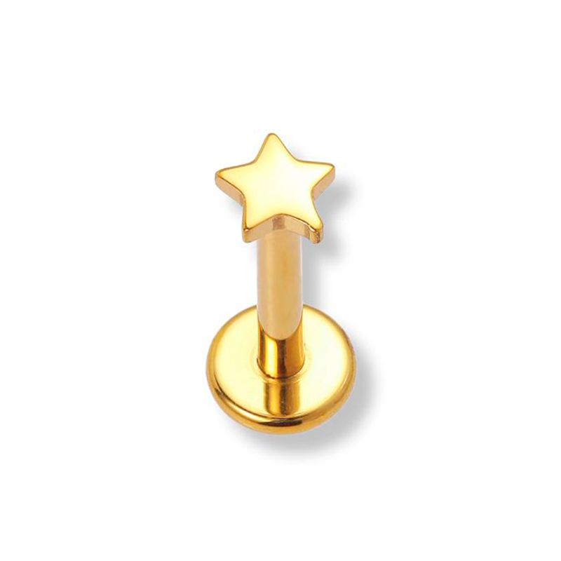 Sistie 2nd Little Star Helix ørering i forgyldt titanium med blankt stjernedesign.