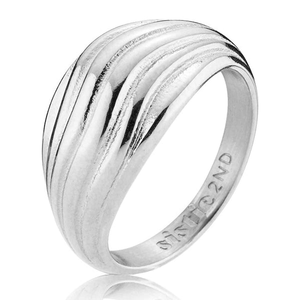 Ring i rustfrit stål i bølget design fra Sistie 2nd