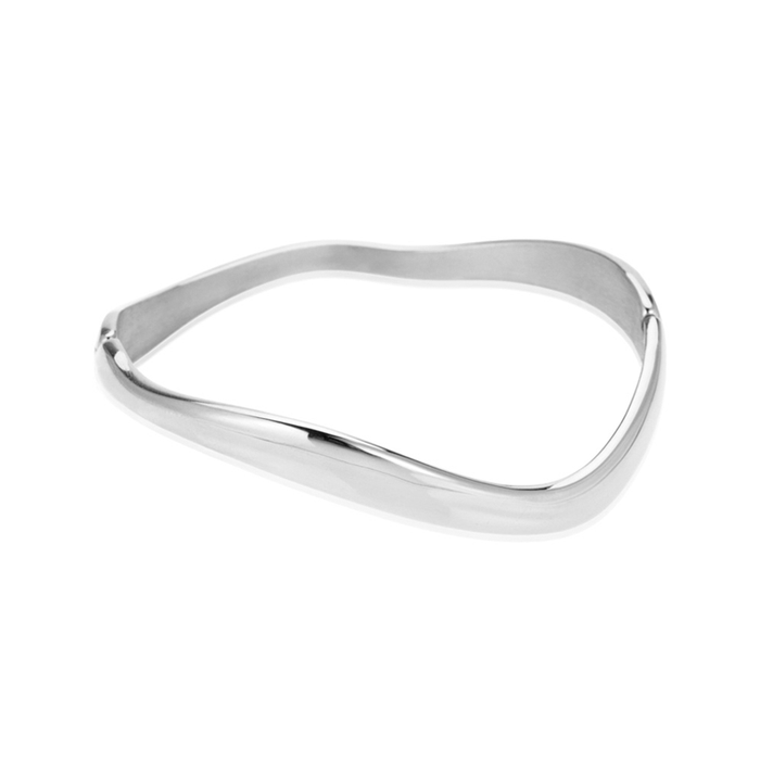Sistie 2nd Wavy armbånd i rustfrit stål med elegant bølgende design.