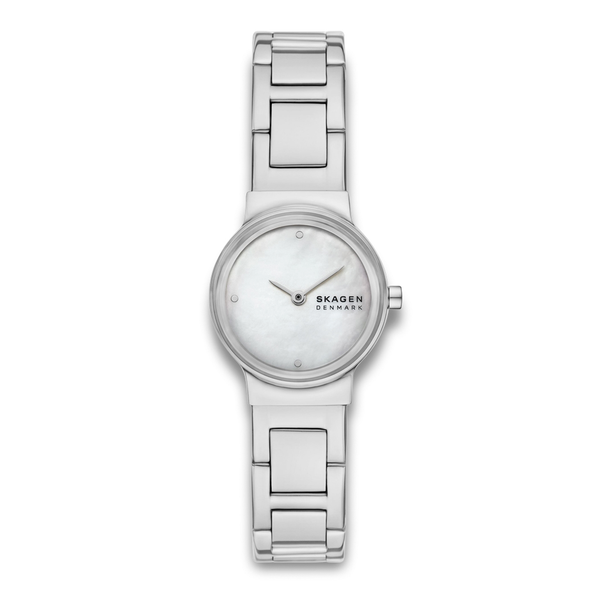 Skagen Freja Lille SKW3168 dameur med sølvfarvet stållænke og perlemorsskive.