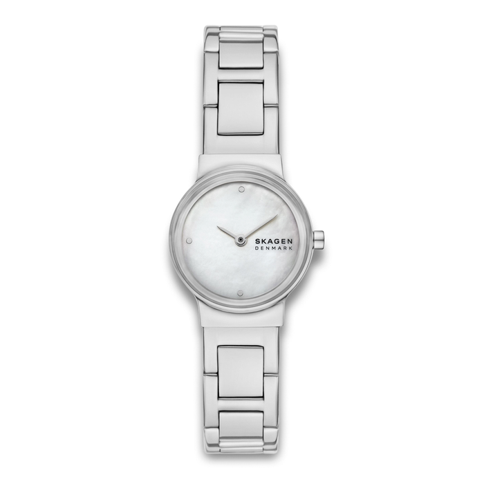 Skagen Freja Lille SKW3168 dameur med sølvfarvet stållænke og perlemorsskive.