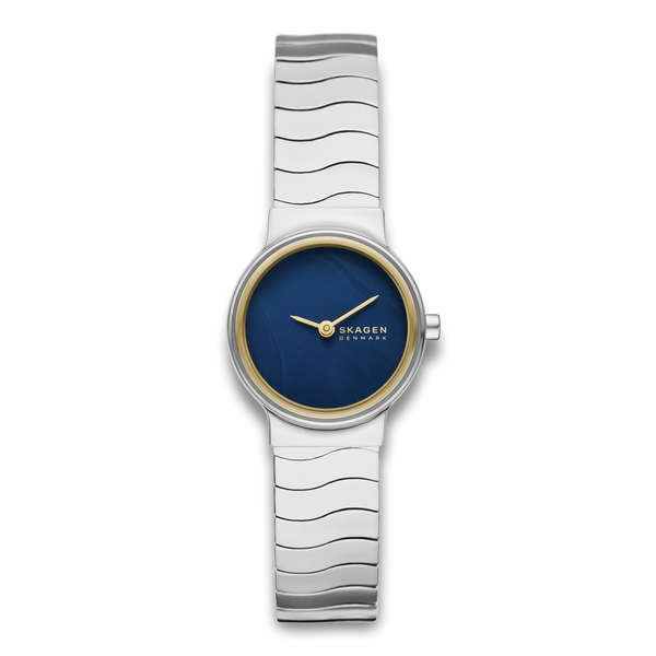 Skagen Freja Lille SKW3171 dameur med sølvfarvet stållænke og blå urskive.