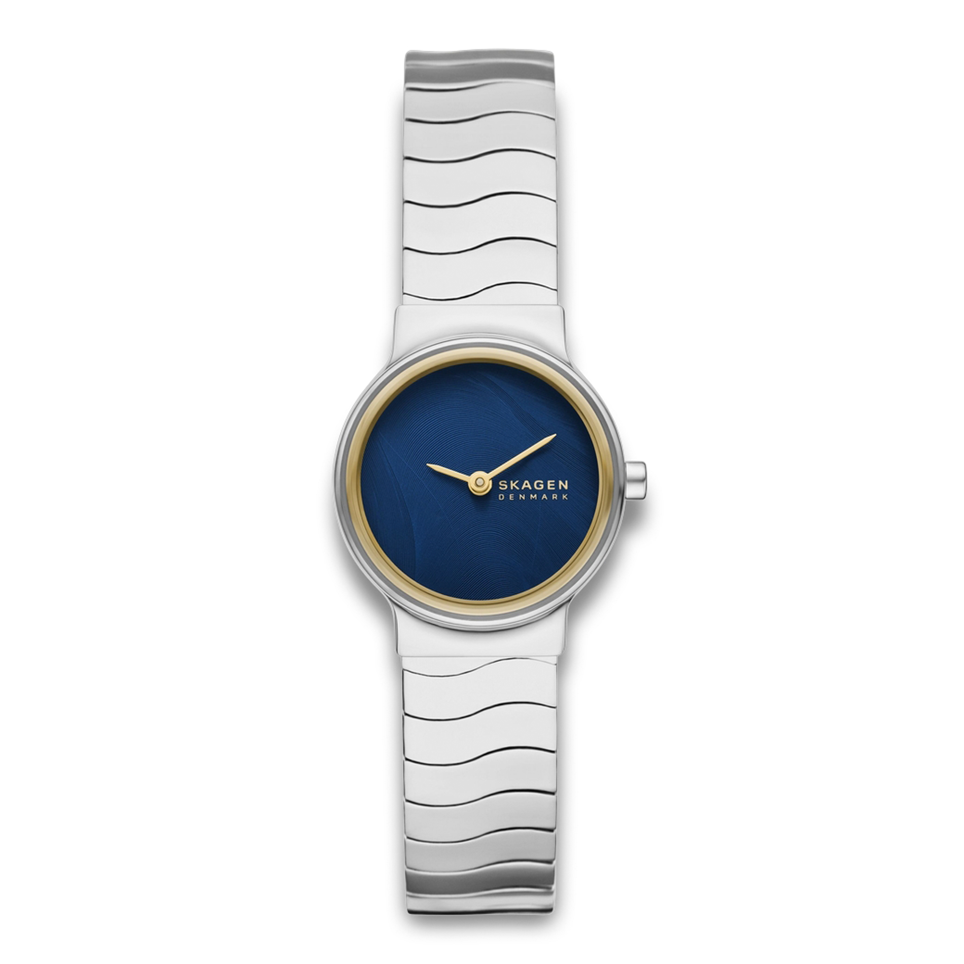 Skagen Freja Lille SKW3171 dameur med sølvfarvet stållænke og blå urskive.