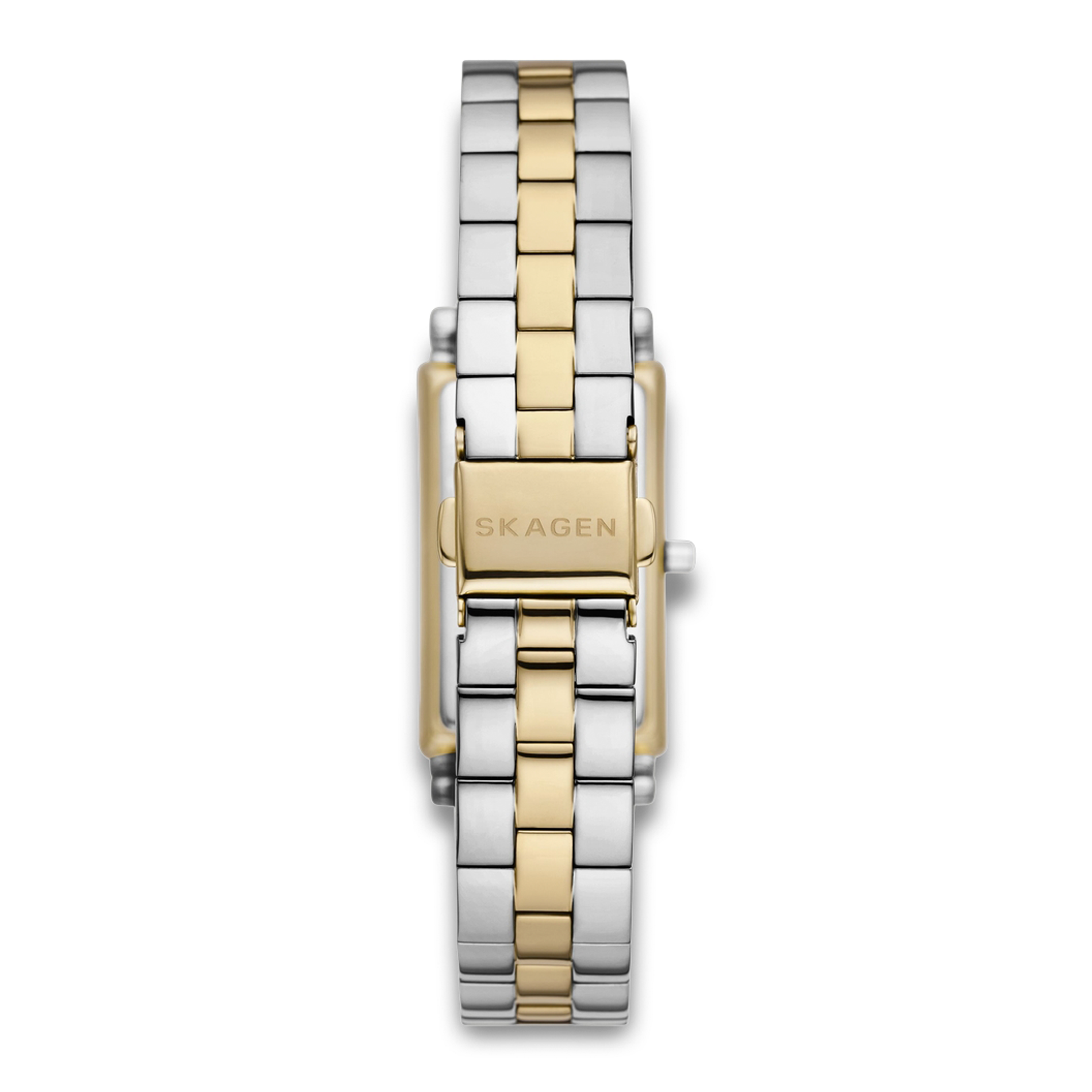 Bagside af Skagen Hagen SKW3156 med bicolor lænke i rustfrit stål