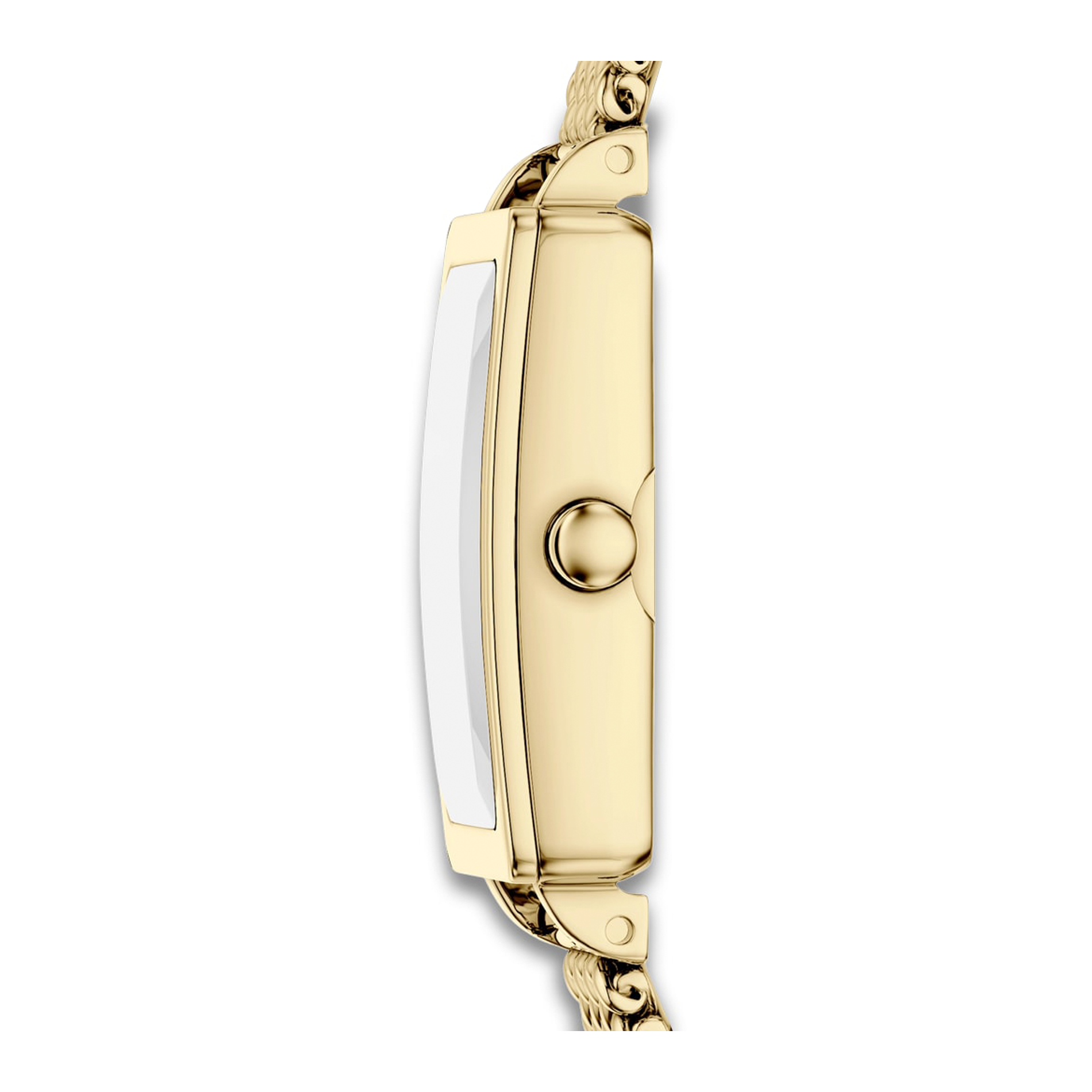 Sideprofil af Skagen Hagen Micro SKW3178 med slank guldfarvet urkasse.