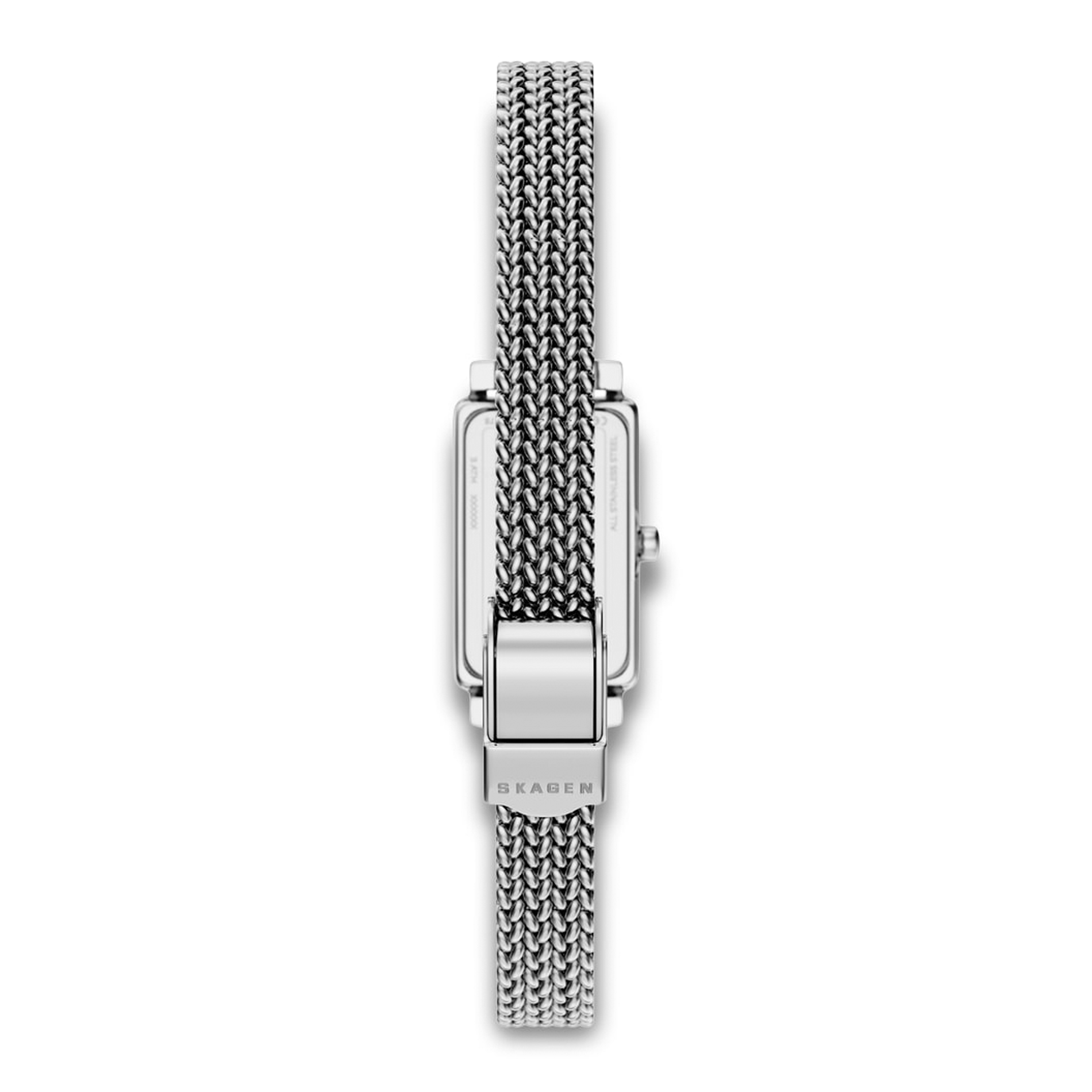 Bagside af Skagen Hagen Micro SKW3179 med sølvfarvet mesh-lænke.