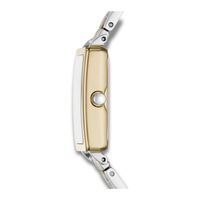 Sideprofil af Skagen Hagen Micro SKW3155 med slank guldfarvet urkasse